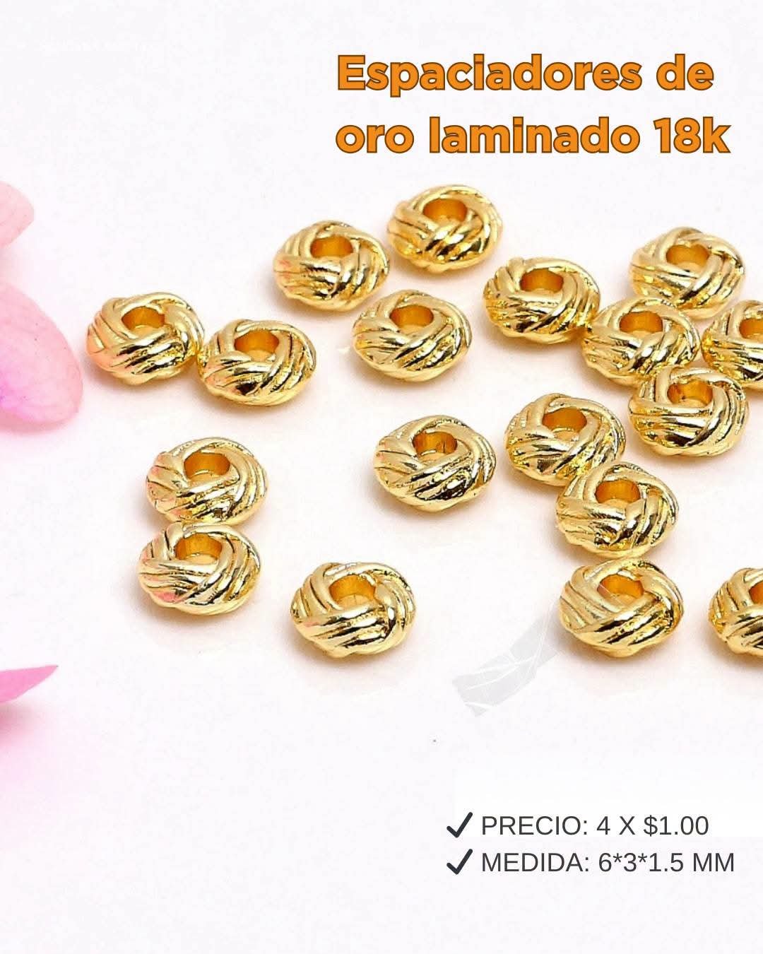 Espaciadores de oro laminado tipo dona