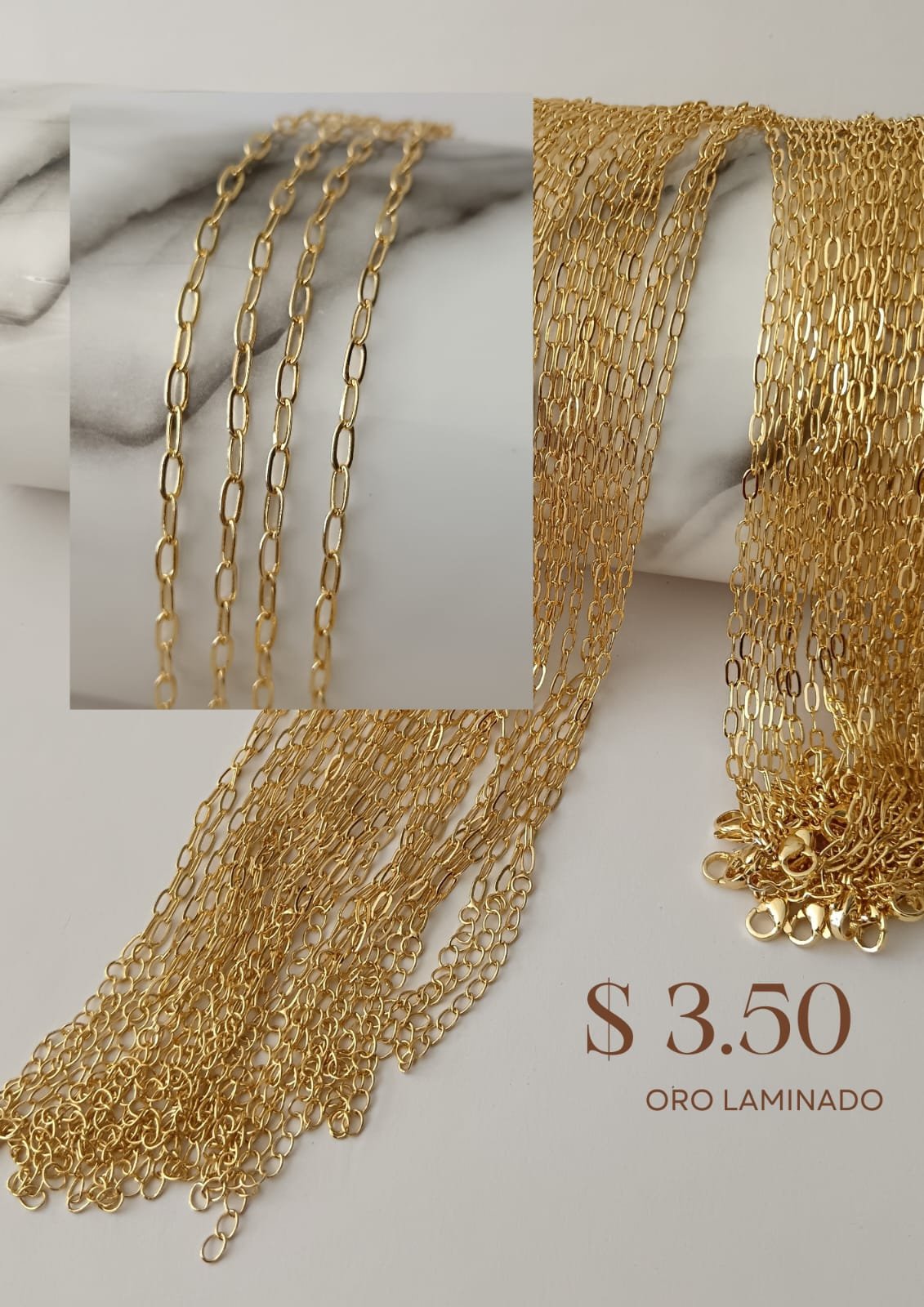 Cadena de oro laminado $3.50